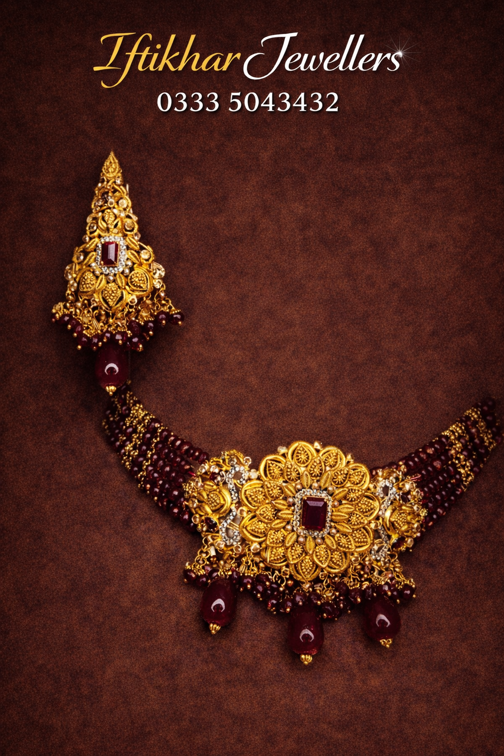 Ruby Floral Antique Choker Set