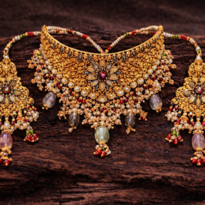 ✨ Bridal Gold Necklace Set – Royal Antique Design ✨