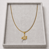 Allah Name Gold Pendant on Light Grey Jewellery Tray