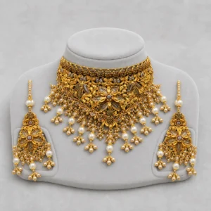 Iftikhar Antique Pearl Gold Choker Set 10