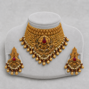 Iftikhar Antique Ruby Gold Choker Set 05