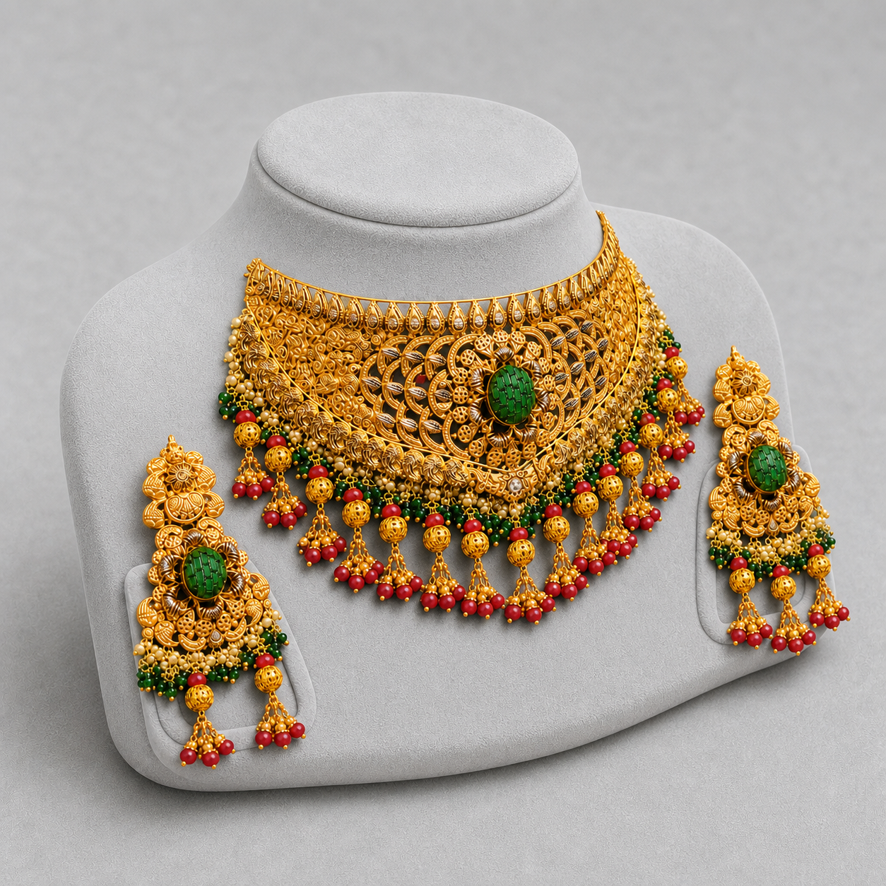 Iftikhar Emerald Festive Gold Choker Set 08 - Image 2