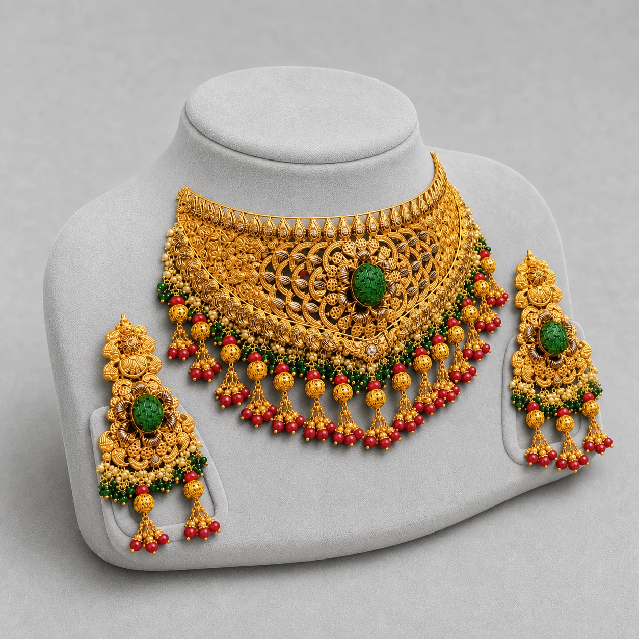 Iftikhar Emerald Festive Gold Choker Set 08 - Image 2