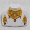 Heritage black leaf gold choker set with matching earrings