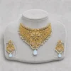 Iftikhar Diamond Pearl Gold Choker Set 06