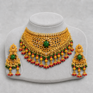 Iftikhar Emerald Festive Gold Choker Set 08