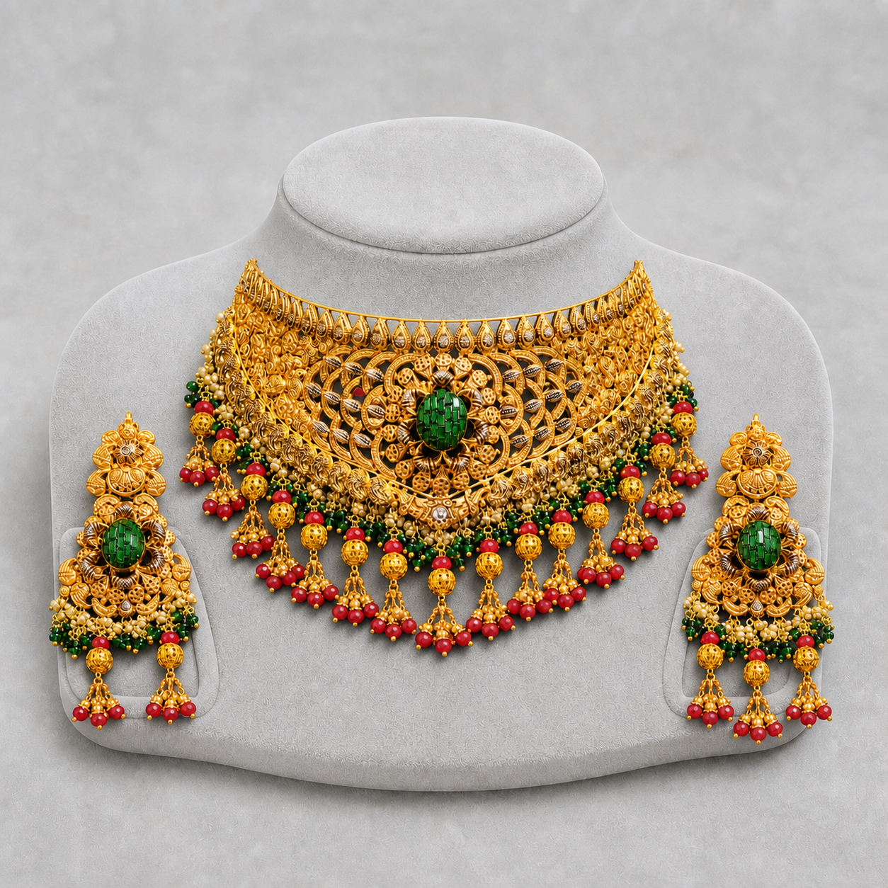 Iftikhar Emerald Festive Gold Choker Set 08